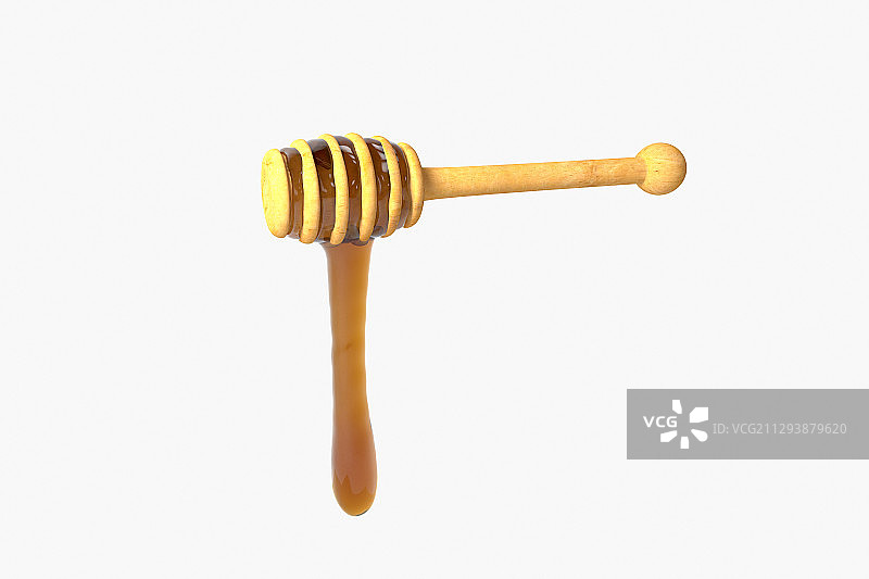 蜂蜜棒上滴落的蜂蜜与白色背景 3D渲染图片素材