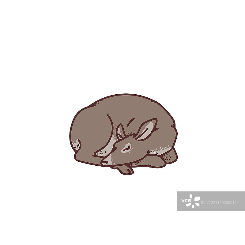 野生母鹿睡眠轮廓素描图片素材
