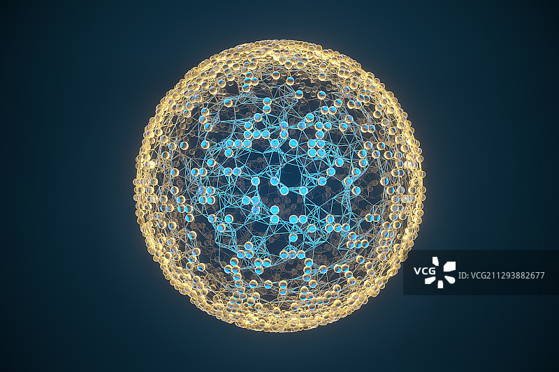 连接的网状线条与粒子 3D渲染图片素材