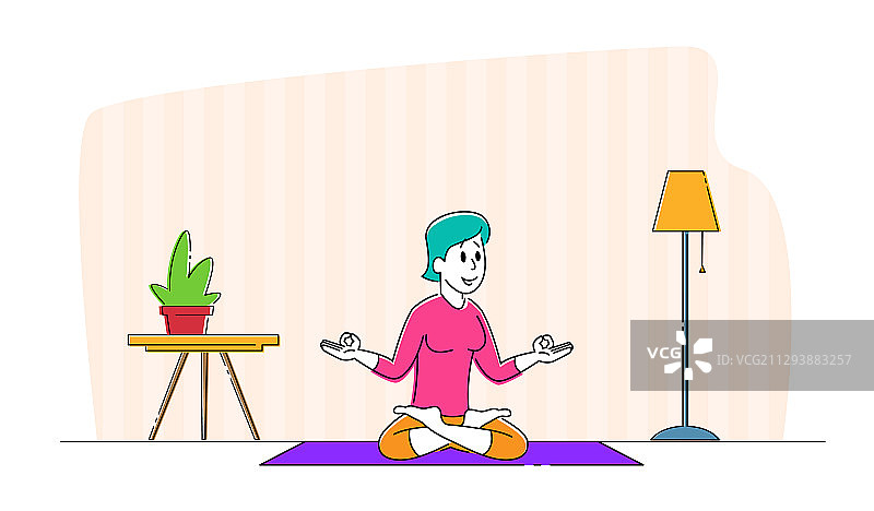 年轻女人莲花坐冥想图片素材