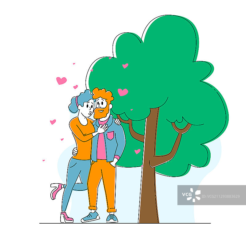 快乐的爱侣在户外亲吻图片素材