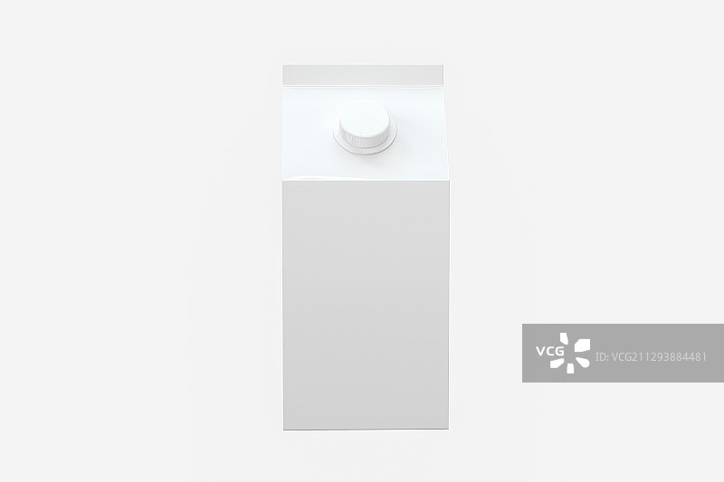 白色背景下的白色牛奶盒 3D渲染图片素材