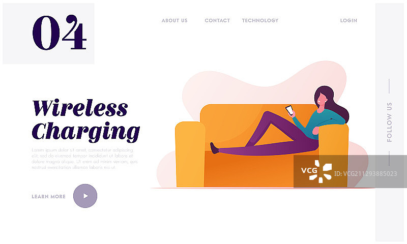 无线充电着陆页模板（女性）图片素材