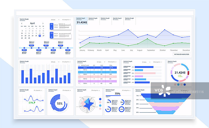 后台管理仪表板UI UX GUI精美设计图片素材