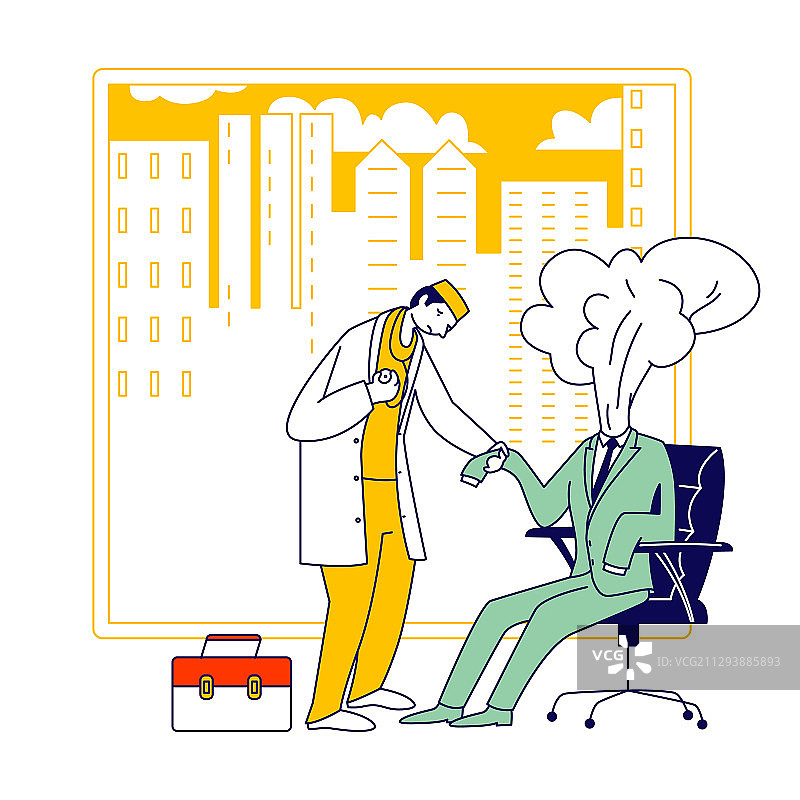 身穿白袍的医生人物测量心跳图片素材