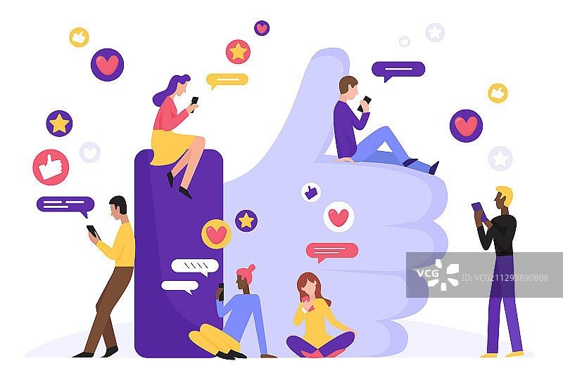社交媒体人物概念扁平风格图片素材