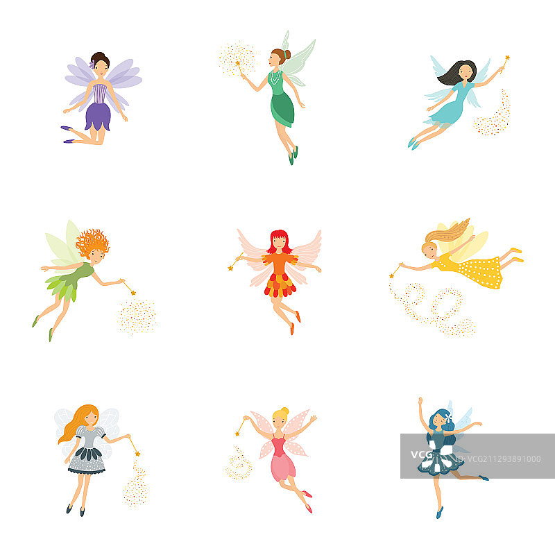 带魔法的可爱少女风仙女彩色合集图片素材