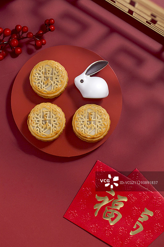 玉兔与中秋节月饼图片素材