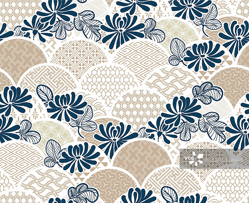 菊花传统和服图案图片素材