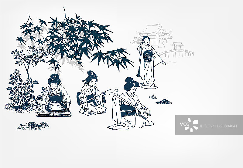 水墨风中式线条艺术设计图片素材