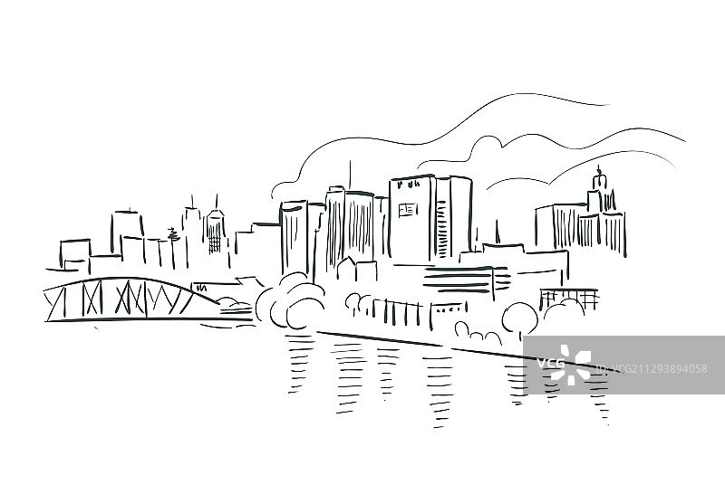 美国新泽西州纽瓦克市城市线条艺术速写图片素材