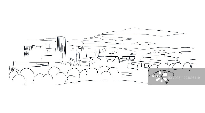 英国谢菲尔城市线条素描图片素材
