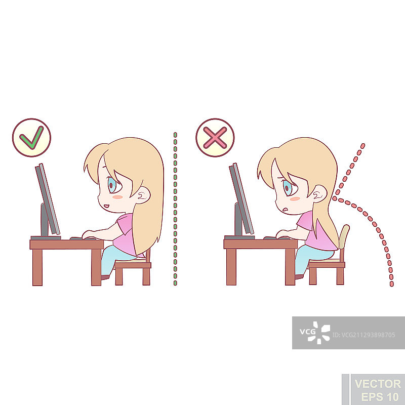 坐姿工作时的正确身体对齐图片素材
