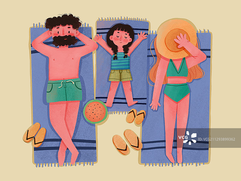 一家人在海边度假图片素材