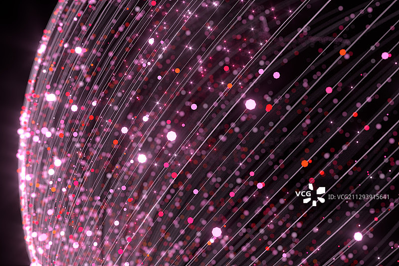 紫色梦幻粒子与线条 3D渲染图片素材