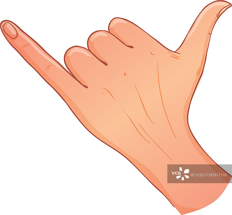 Shaka手势或呼叫我的轮廓写实图片素材