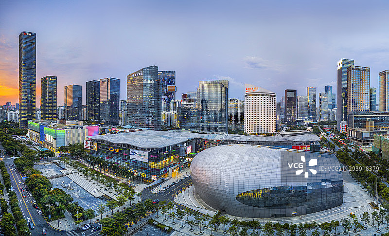 深圳海岸城日落夜景全景照片图片素材