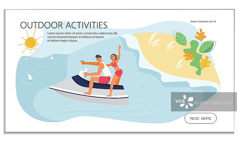 在水上摩托艇上比赛的男人和女人图片素材