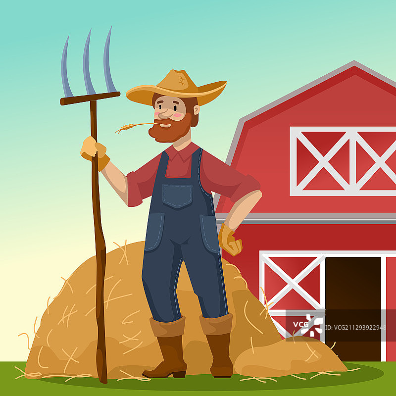 卡通彩色人物农民概念图片素材