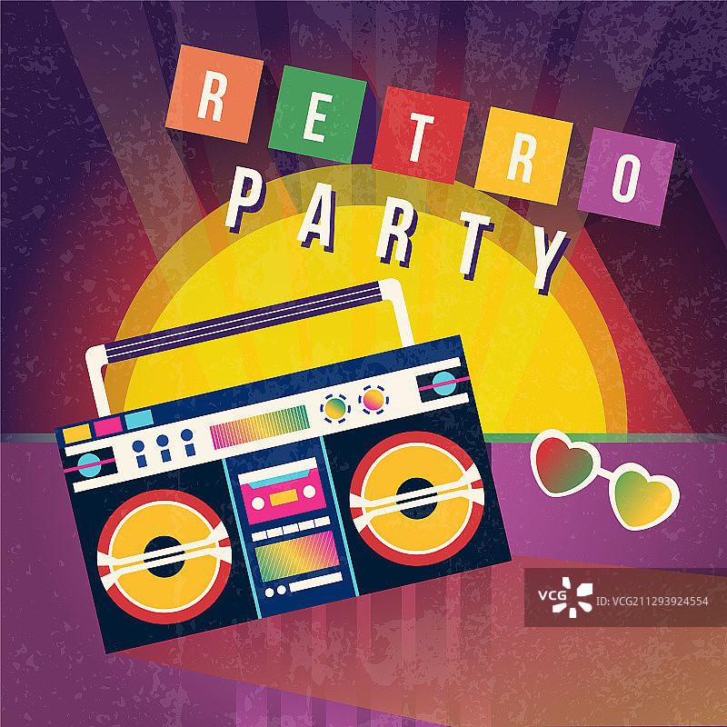 卡通彩色复古派对宣传单banner图片素材