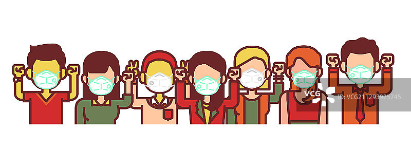 戴医疗口罩的人们图片素材