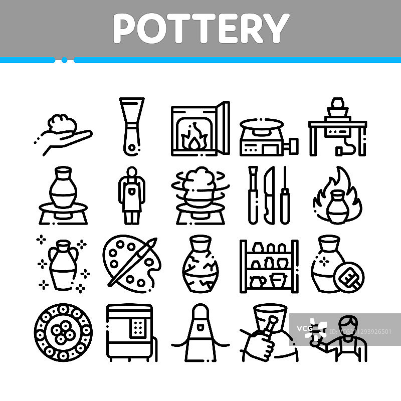 陶器和陶瓷收藏图标集图片素材
