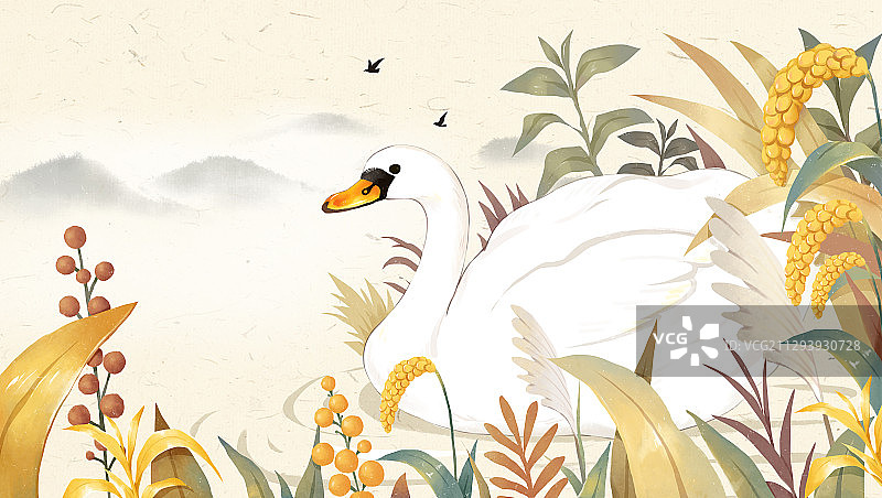 立秋节气风景插画图片素材