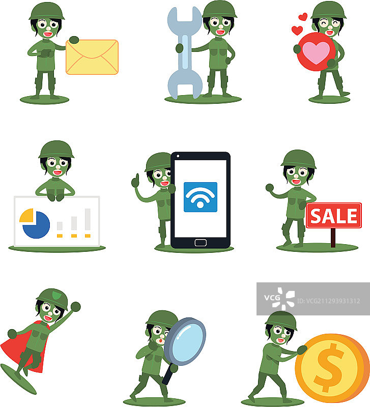 购买塑料玩具士兵的女性角色图片素材