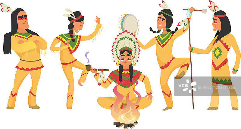 美国原住民印第安人萨满祭司火焰仪式图片素材
