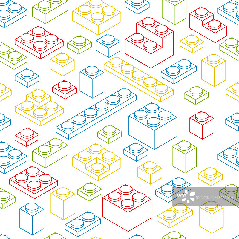 彩色轮廓2.5D塑料砖图片素材