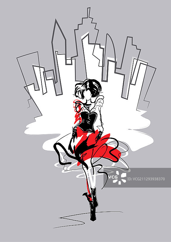 素描风格时尚女郎图片素材