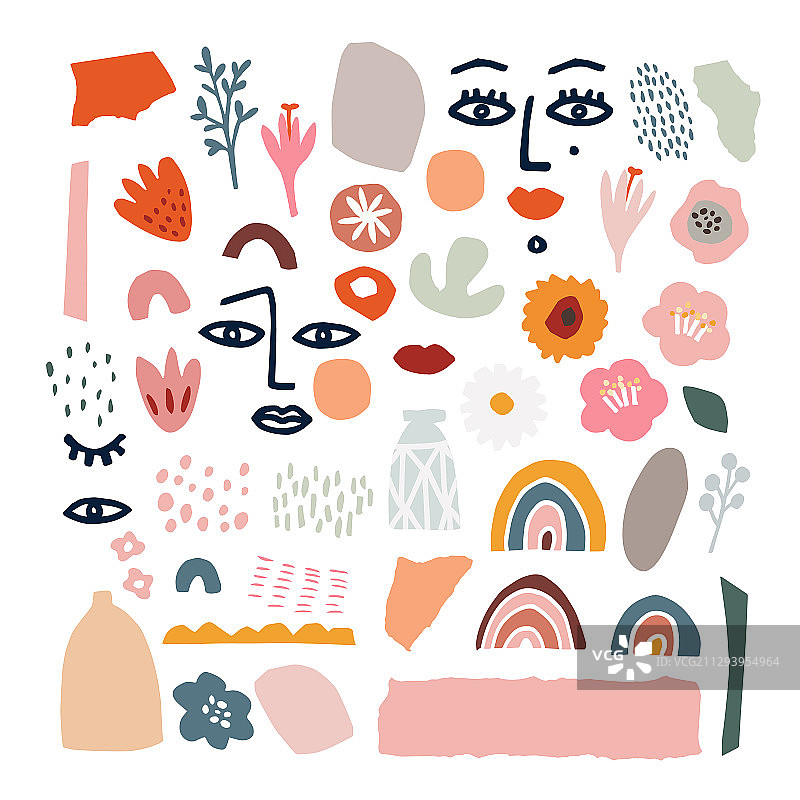 抽象手绘花卉图案合集图片素材