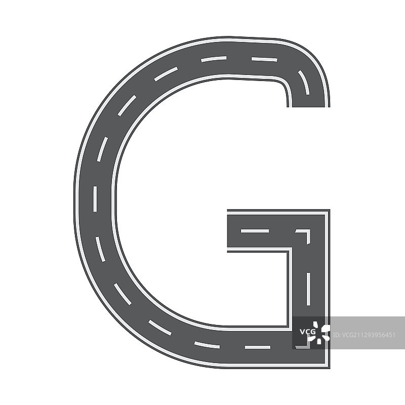 G 字母道路或街道字体扁平实体设计图片素材