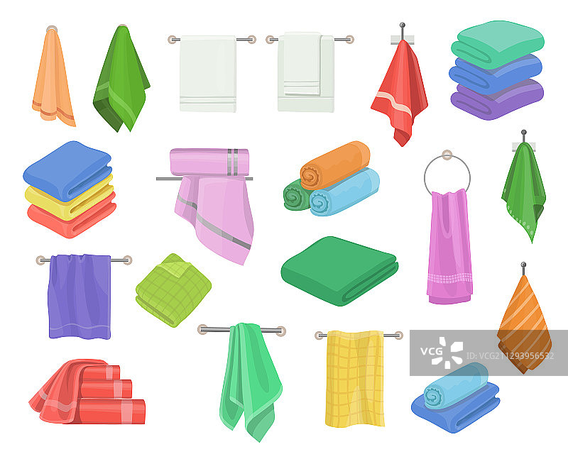 成堆的浴巾和厨房用巾图片素材