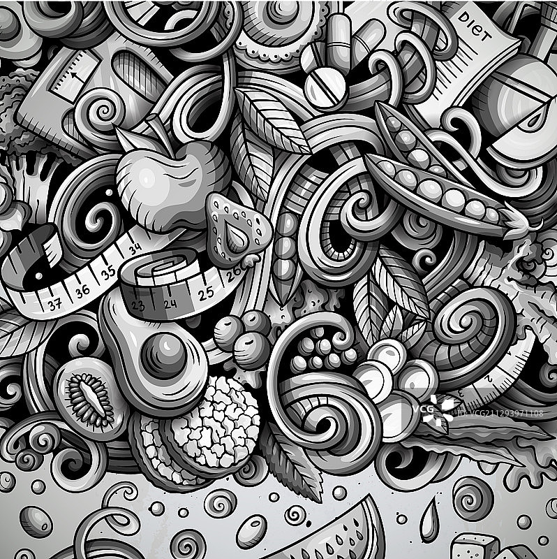 饮食食物卡通涂鸦边框图片素材