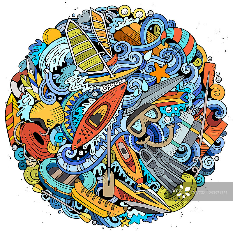 手绘水上运动涂鸦图片素材