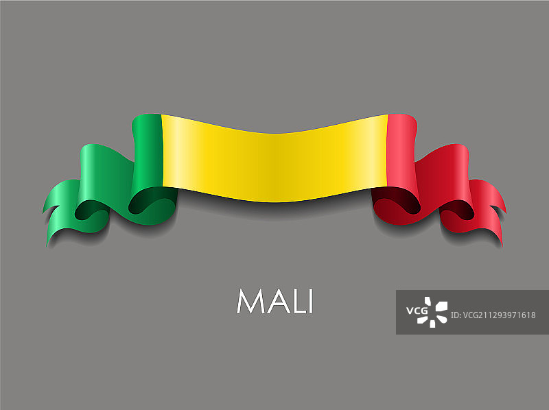 马里国旗波浪丝带背景图片素材