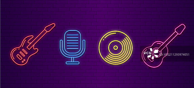 霓虹乐器音乐图标图片素材
