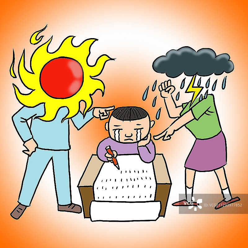 插画：74辅导作业晴天霹雳图片素材