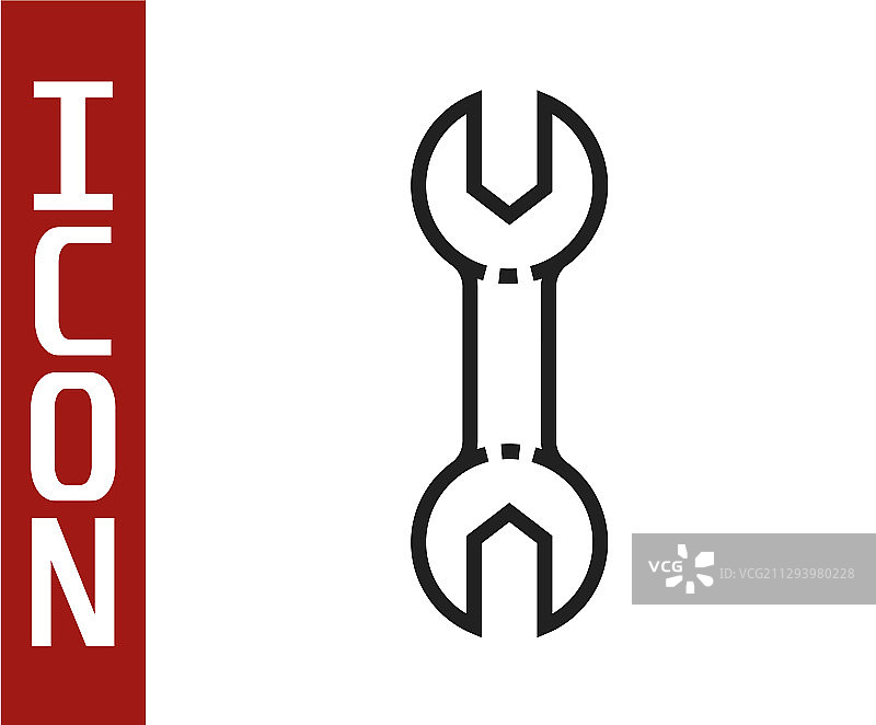 白色背景上的黑色线条扳手图标图片素材