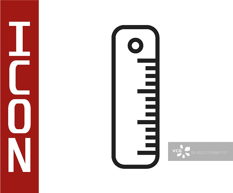 白色背景上的黑色线条尺子图标图片素材