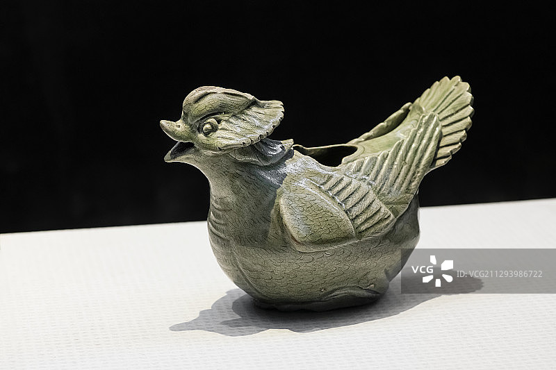 文物越窑青瓷砚滴，五代十国，绍兴市上虞博物馆 藏图片素材