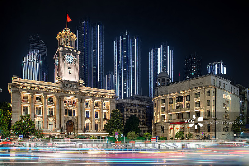 武汉江汉关夜景图片素材