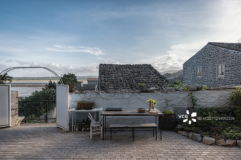 平潭民宿小院子休闲时光图片素材