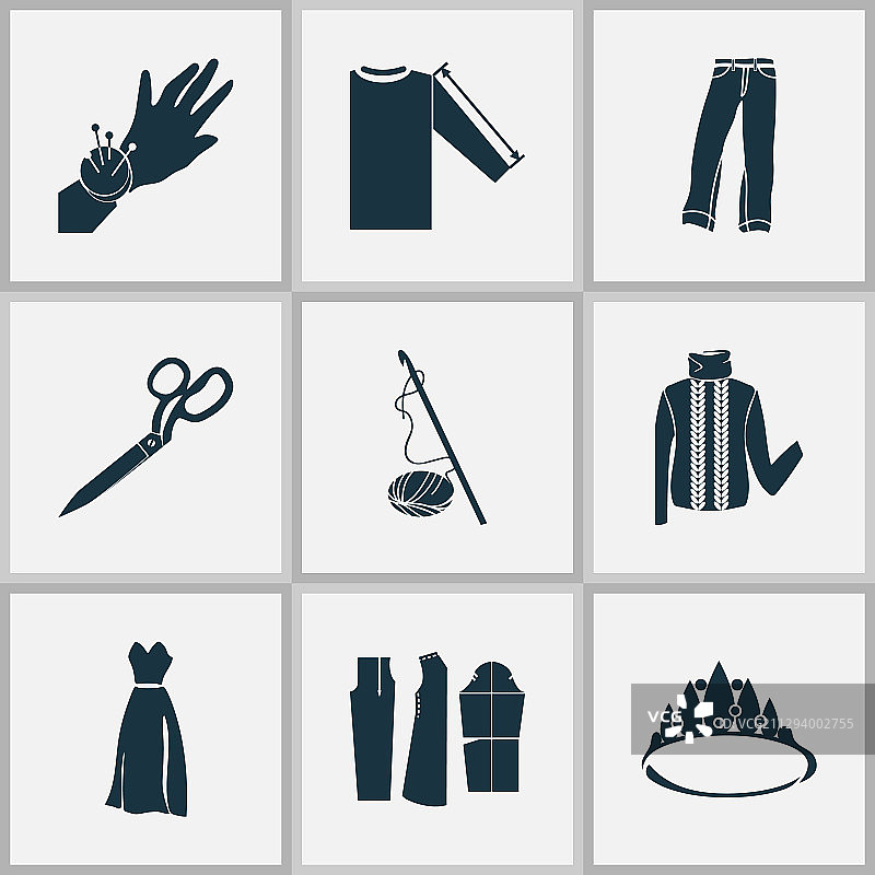 裁缝剪刀袖长风格图标图片素材