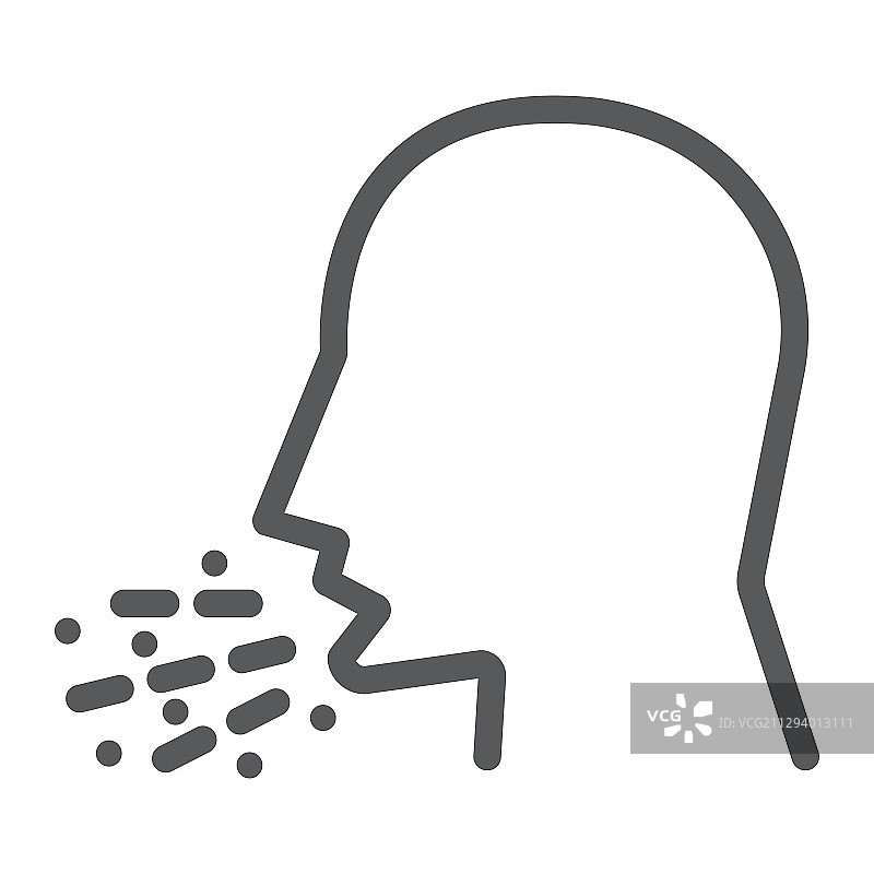 咳嗽线性图标，关于冠状病毒和流感，咳嗽的男人图片素材