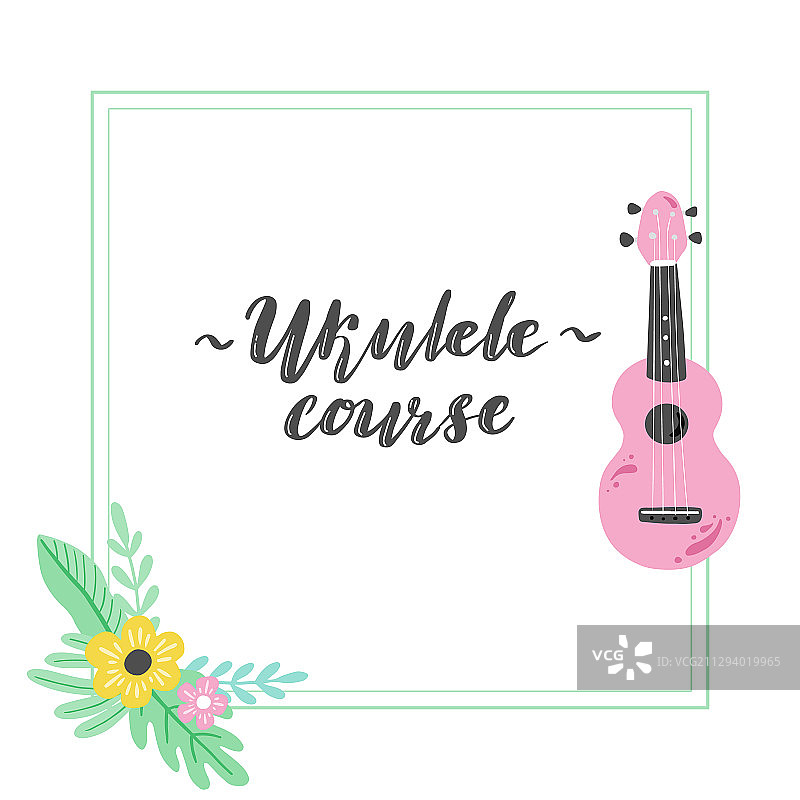 手绘时尚风格尤克里里琴图片素材