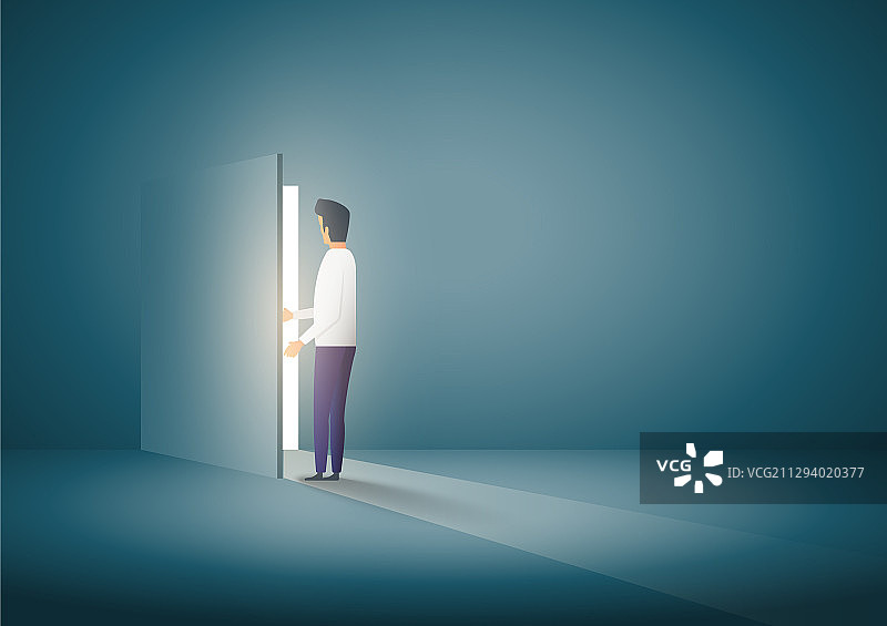 打开商业概念象征之门的商务人士图片素材