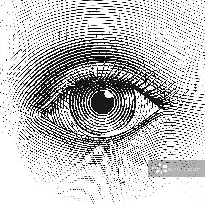 雕刻风格的含泪悲伤的女人眼睛图片素材