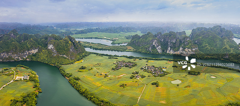 航拍广西龙州左江风光图片素材